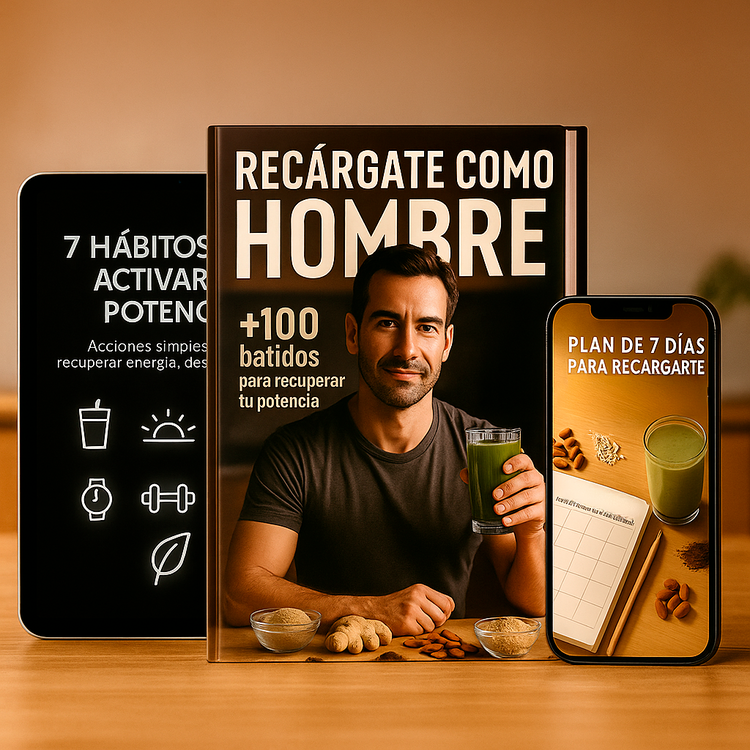 Recargate como Hombre: eBook +100 batidos, 7 hábitos y plan de 7 días