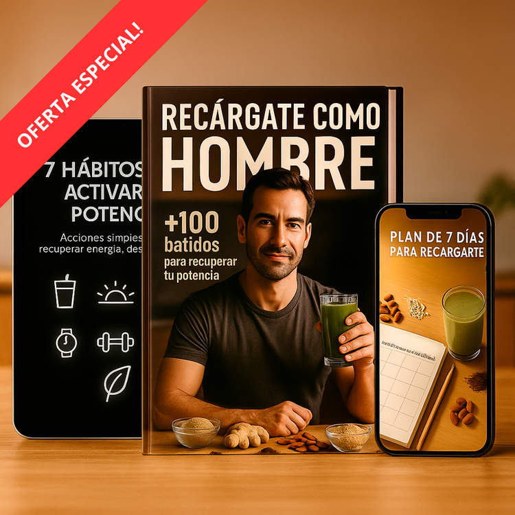 Recargate como Hombre: eBook +100 batidos, 7 hábitos y plan de 7 días
